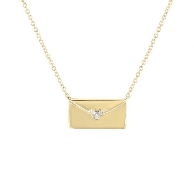 Yellow Gold & Diamond Love Letter Necklace, 18"