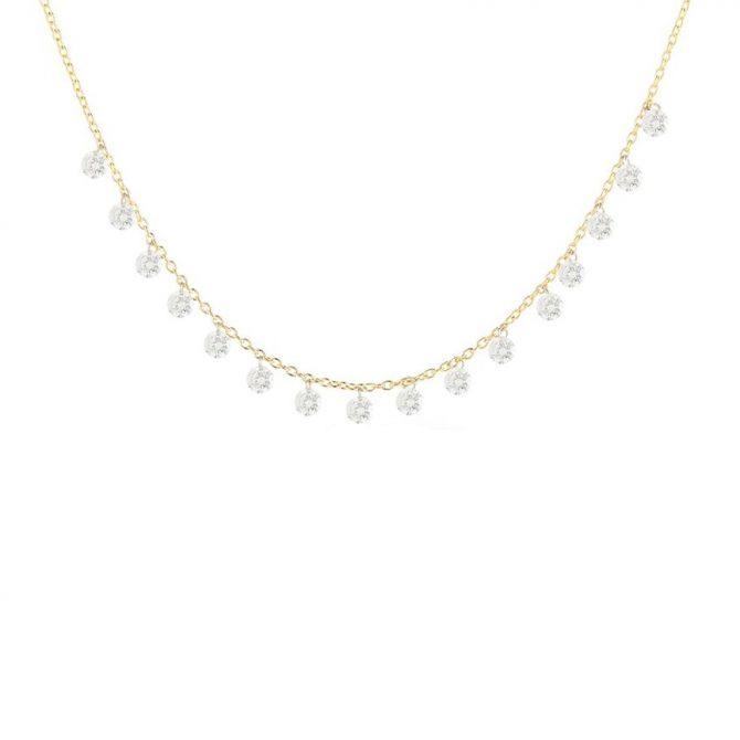 Aresa Diamond Fringe Sweet Sixteen Necklace in Yellow Gold