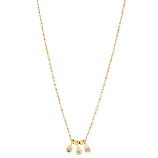 Diamond Teardrop Trio Necklace in Yellow Gold, 18"