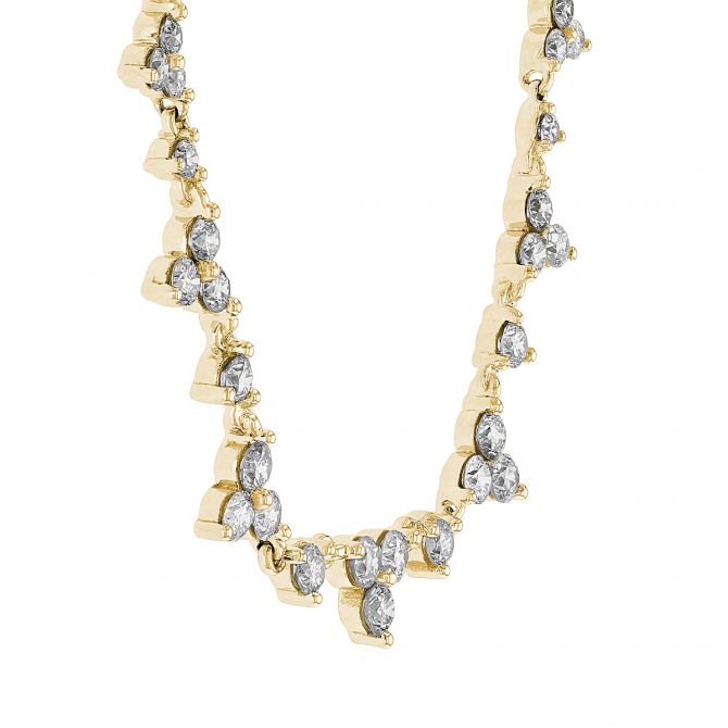 Diamond Cluster Spike Necklace in Yellow Gold, 18 in