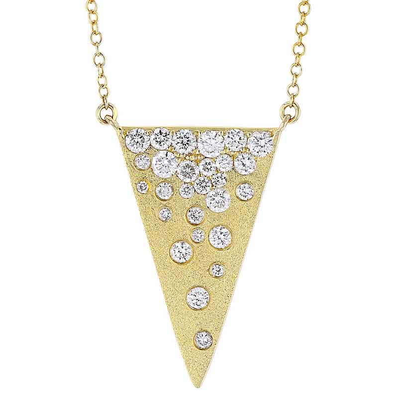 Diamond Scatter Inlay Spike Necklace in Satin Yellow Gold, 18