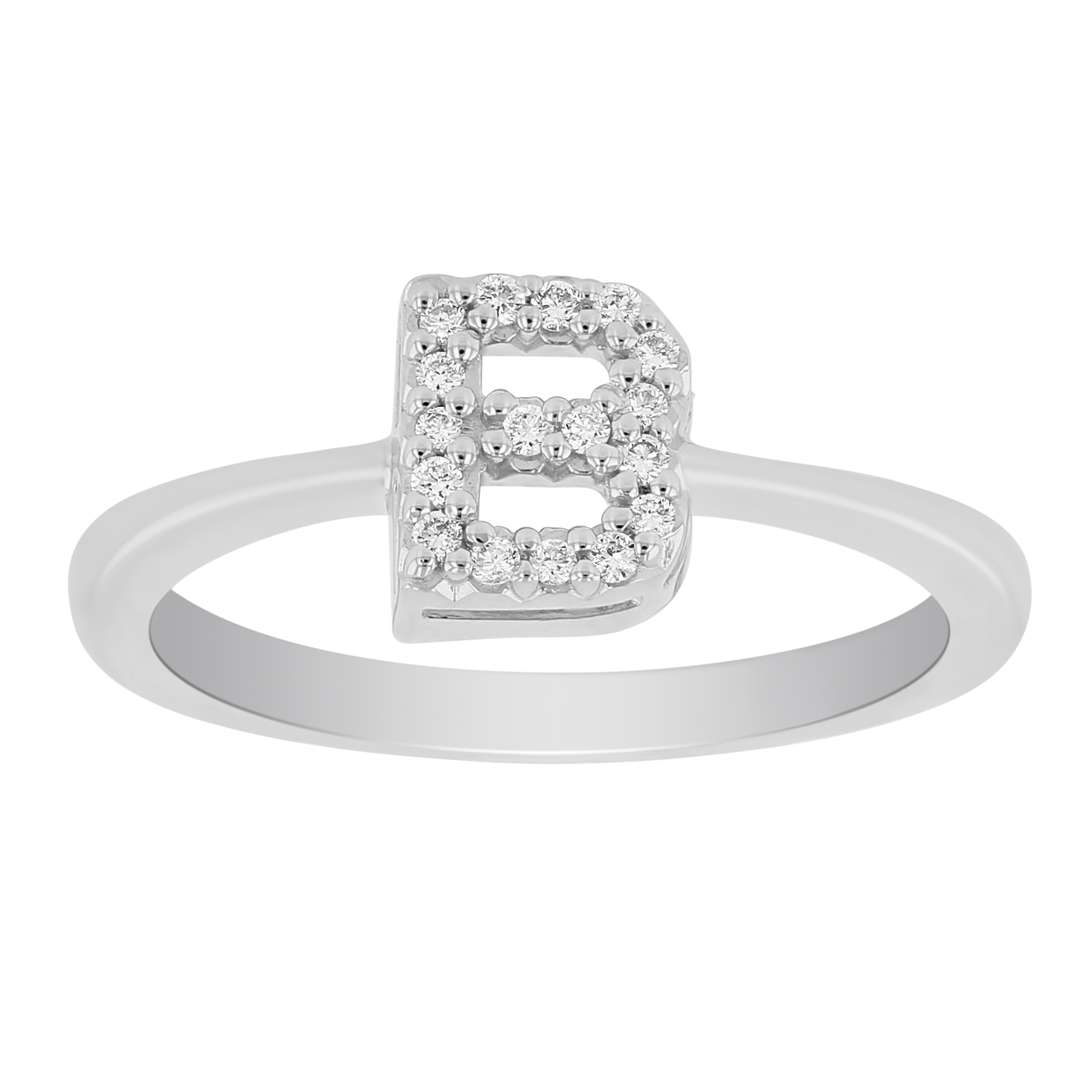 Roberto Coin Diamond Initial Ring "B" In 18K White Gold | Borsheims