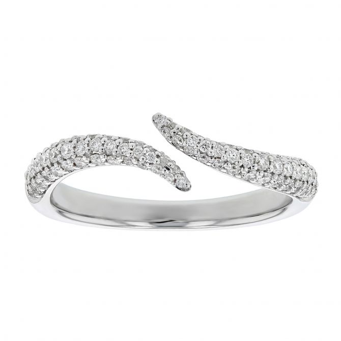 Pavé Diamond Bypass Ring in White Gold