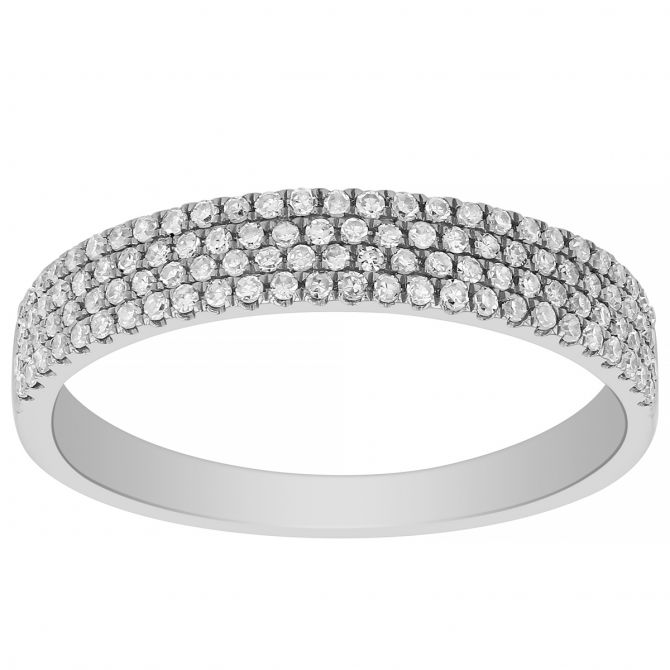 Diamond 4 Row Pavé Ring in White Gold