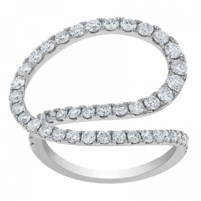 Diamond Open Swirl Ring in White Gold