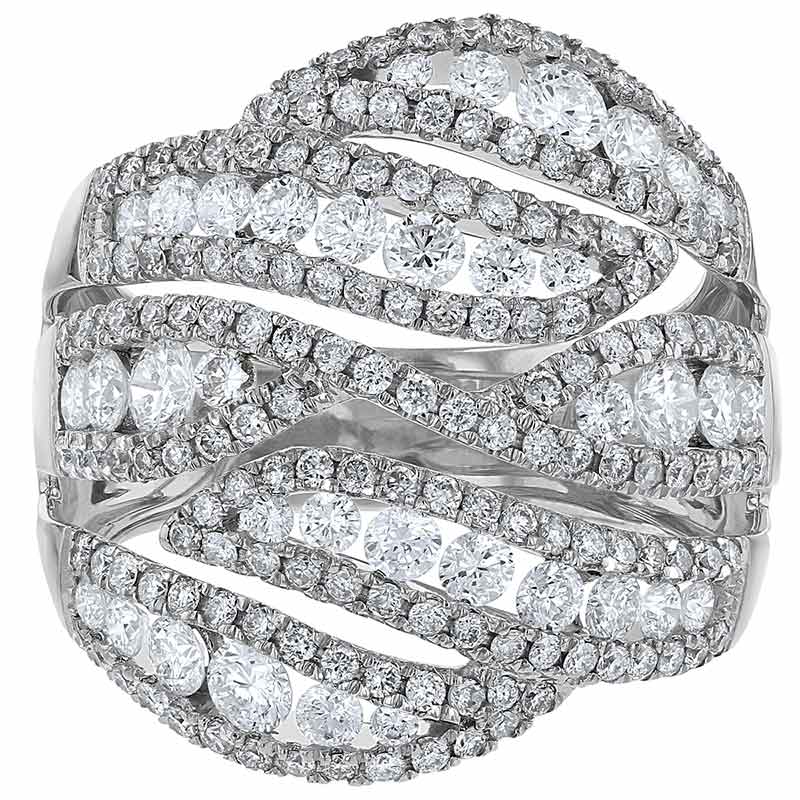 Diamond Open Crossover Patterned Ring in White Gold | Borsheims