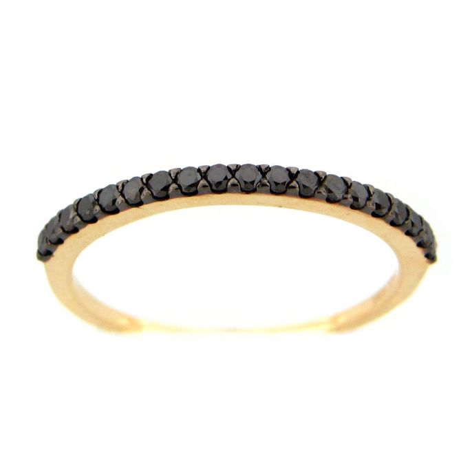 Black Diamond Line Ring in Yellow Gold