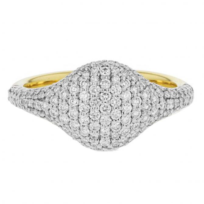 Phillips House Affair Diamond Pavé Signet Ring in Yellow Gold