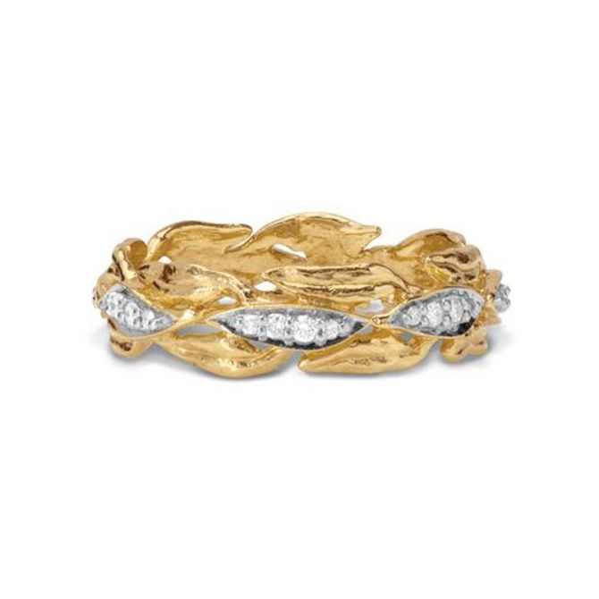 Michael Aram Yellow Gold Laurel Ring with Diamonds