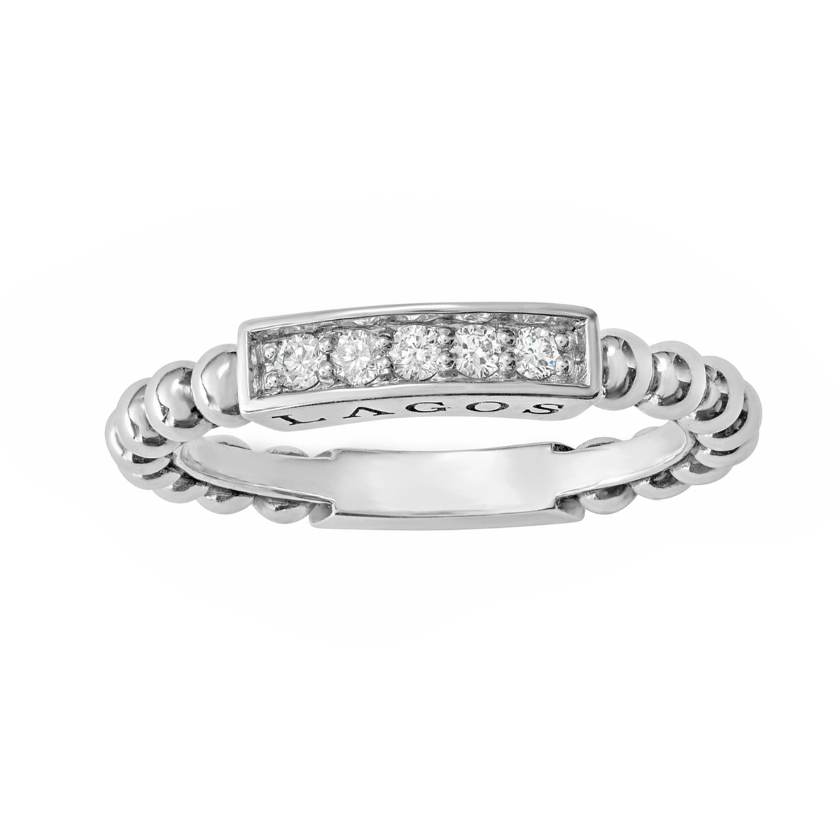 LAGOS Sterling Silver Diamond Caviar Spark Stacking Ring, Size 7 | 02 ...