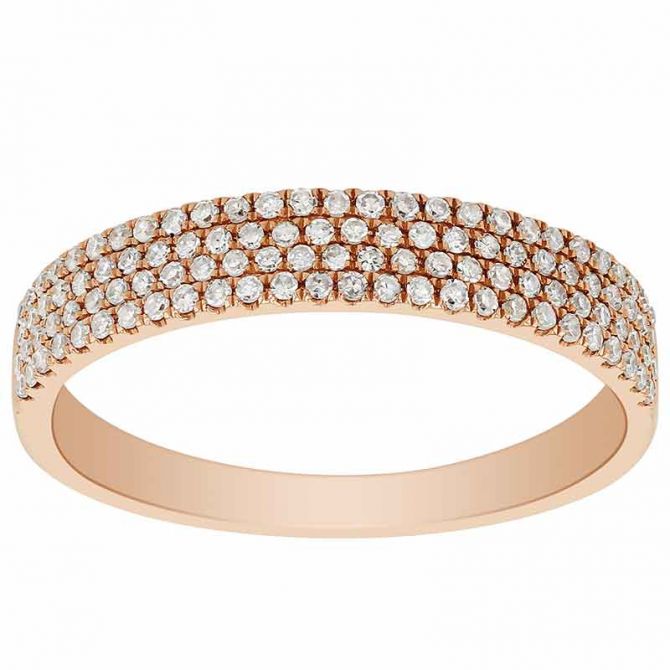 Diamond 4 Row Pavé Ring in Rose Gold