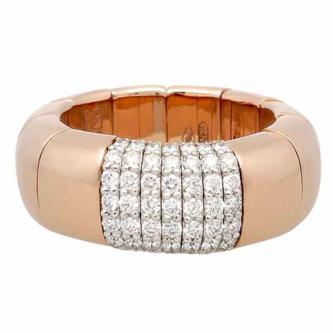 Roberto Demeglio PURA GOLD Wide Ring with Diamonds in Rose Gold