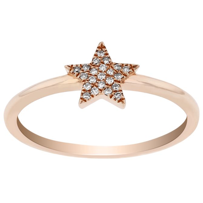 Diamond Pavé Dainty Star Ring in Rose Gold