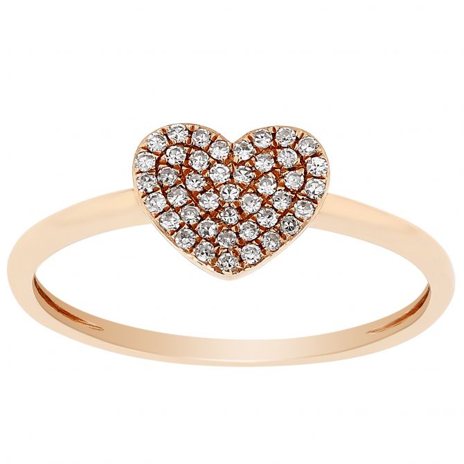 Diamond Pavé Heart Ring in Rose Gold