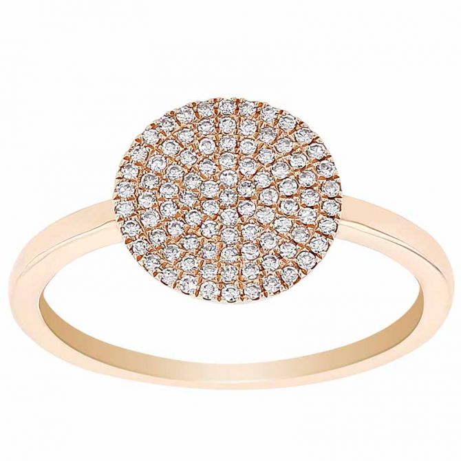 Diamond Pavé Disc Ring in Rose Gold