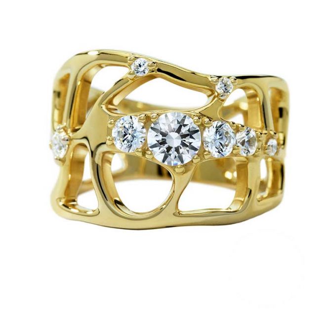 Atelier Swarovski DIAMA Yellow Gold Lace Swarovski Created Diamond Ring