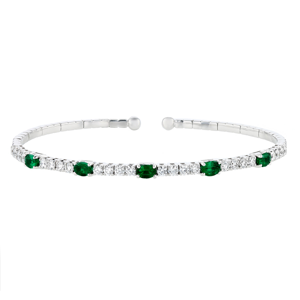 11156-18K White Gold Emerald and Diamond Bracelet – Castiglione Jewelers