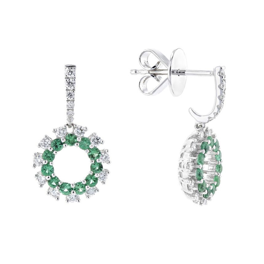14K White Gold Emerald & Diamond Dangle Earrings | Borsheims