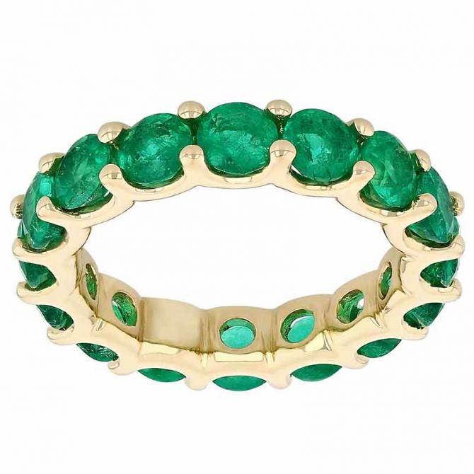 Emerald Eternity Band in Yellow Gold