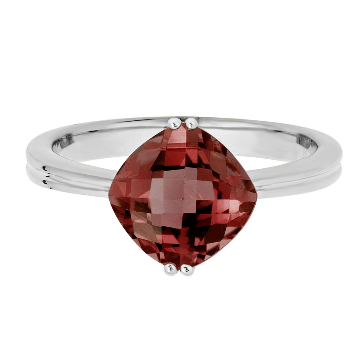 14k White Gold Checkerboard Cushion Garnet Ring Borsheims