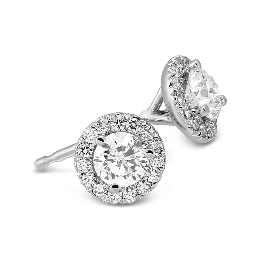 14K White Gold Halo Diamond Stud Earrings, 0.52cttw | Borsheims