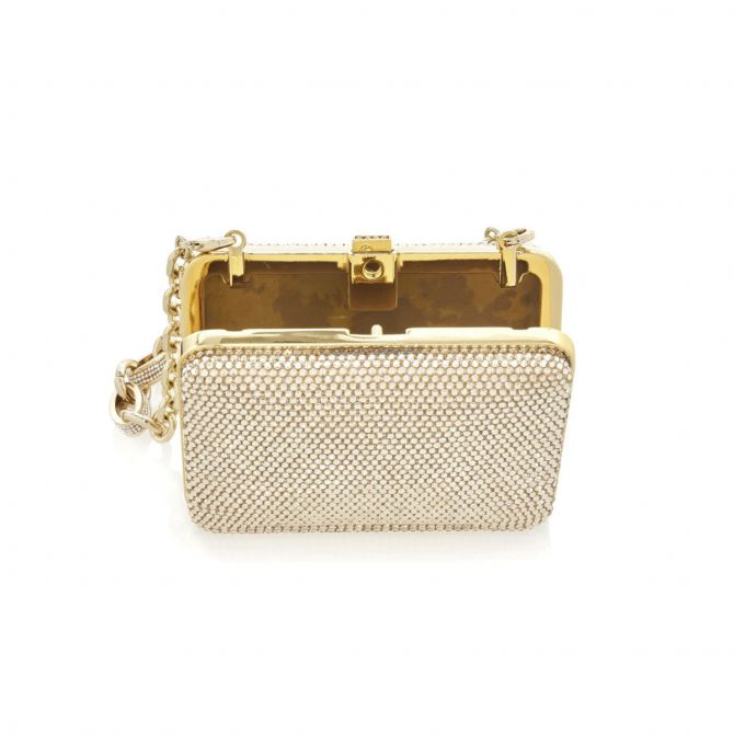 Judith Leiber Crystal Bow Clutch Bag In Schampagne