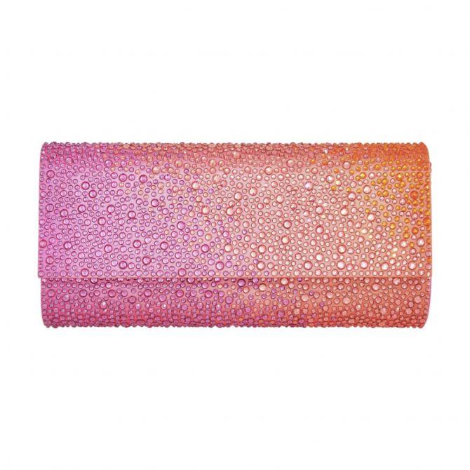 Judith Leiber Perry Crystal Caviar Clutch, Gradient Flame