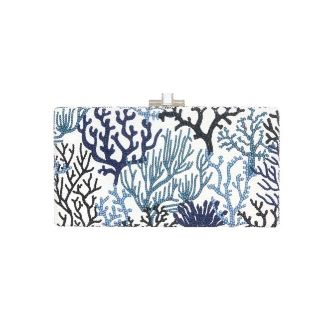 Judith Lieber Sleek Rare Coral Rectangle Clutch, Blue