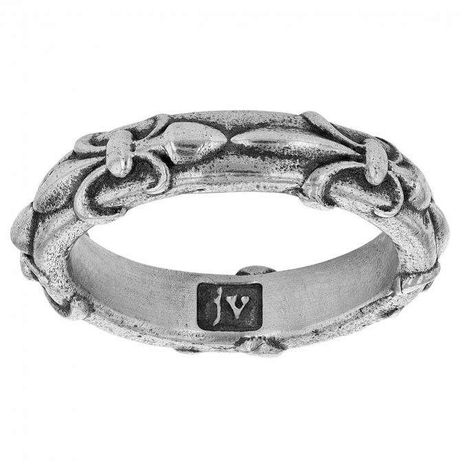 John Varvatos Sterling Silver Fleur De Lis Pattern Ring