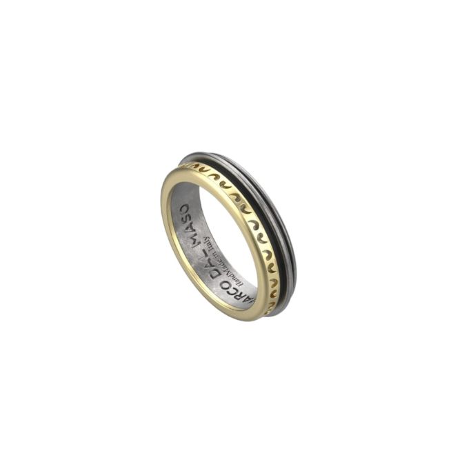 Marco Dal Maso Acies Yellow Gold Vermeil & Black Enamel Ring, Size 10