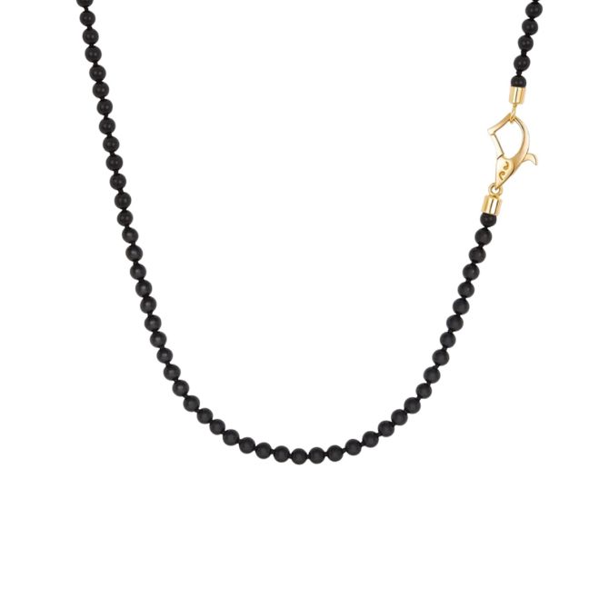 Marco Dal Maso Black Onyx Chalcedony Bead Necklace in Yellow Gold, 20"