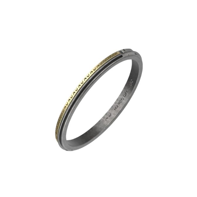 Marco Dal Maso Acies Yellow Gold Vermeil & Black Enamel Bangle Bracelet