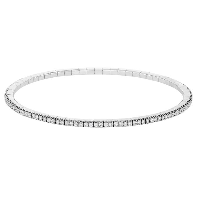 Demeglio Extensible Men's Diamond Stretch Tennis Bracelet in White Gold, 1.20 cttw