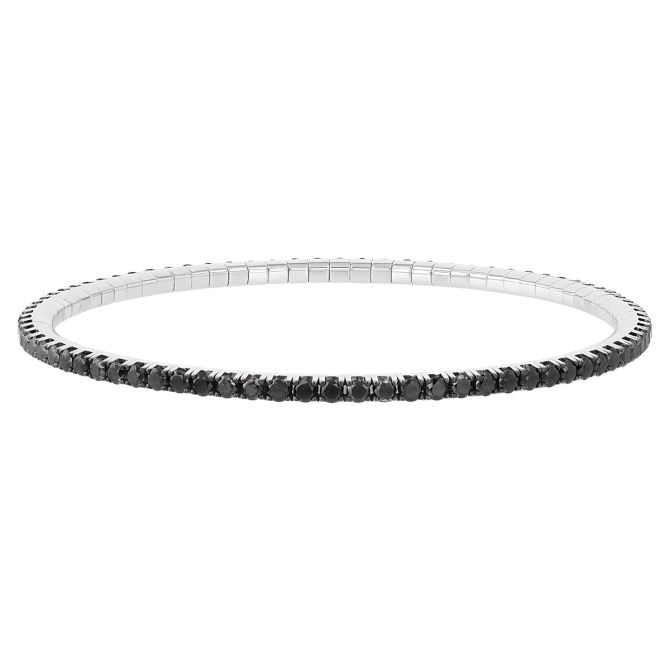 Demeglio Extensible Black Diamond Stretch Tennis Bracelet in White Gold