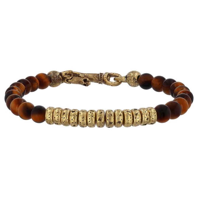 John Varvatos Tigers Eye Quartz & Brass Bracelet, 8"