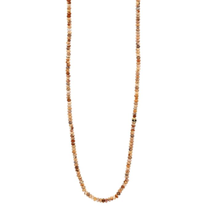 John Varvatos Jasper Chalcedony Bead Necklace in Brass, 24"