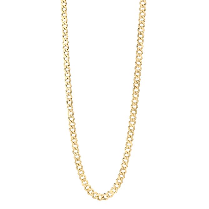 Yellow Gold Curb Chain Necklace, 4.95 mm, 22"