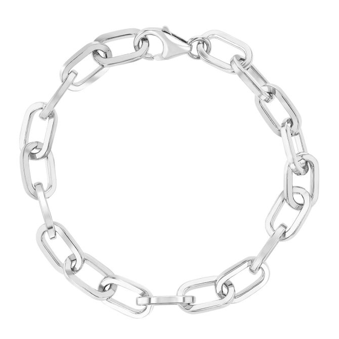 Sterling Silver Oval Link Men's Bracelet, 8.5"