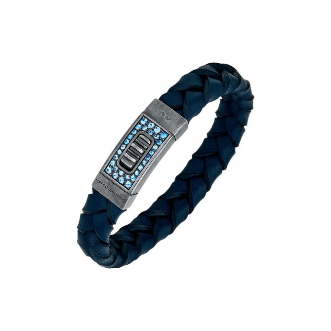 Marco Dal Maso Lash Gladiator Sapphire Bracelet in Blue Leather & Oxidized Silver