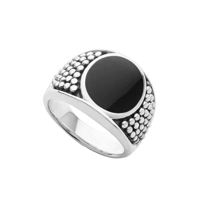 LAGOS Anthem Black Agate Oval Band Ring, Size 10