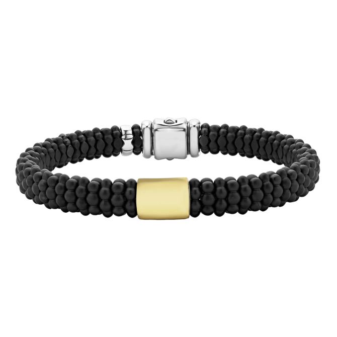 LAGOS Black Caviar 18K Gold Matte Ceramic Beaded Bracelet, 9mm