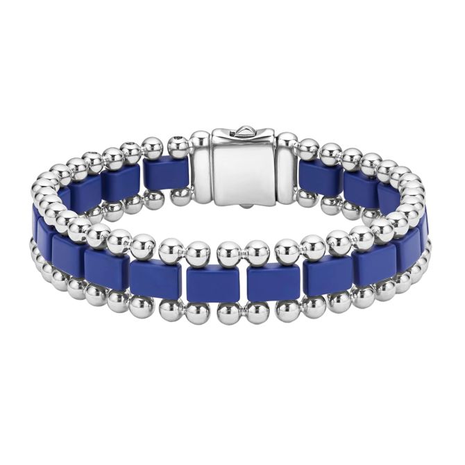 LAGOS Anthem Matte Ultramarine Ceramic Link Bracelet, Size L