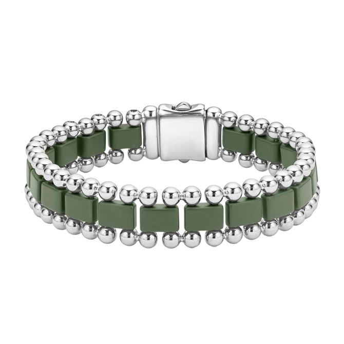 LAGOS Anthem Matte Hunter Green Ceramic Link Bracelet, Size L