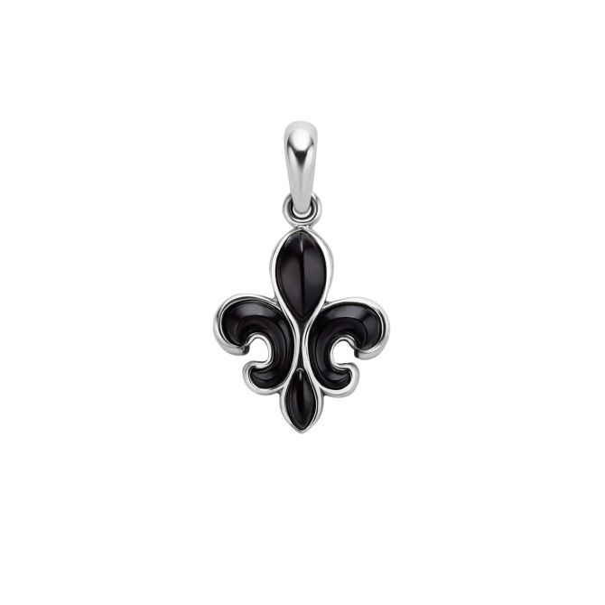 LAGOS Anthem Black Agate Fleur De Lis Amulet