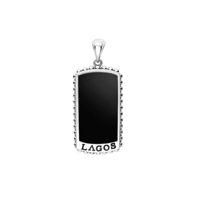 LAGOS Anthem Black Agate Tag Amulet