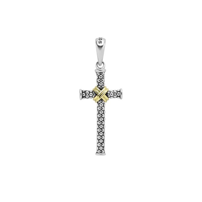 LAGOS Anthem Two-Tone Caviar Beaded X Cross Amulet