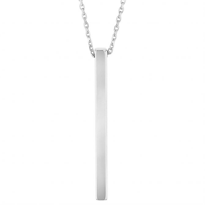 Sterling Silver Vertical Bar Pendant, 18"