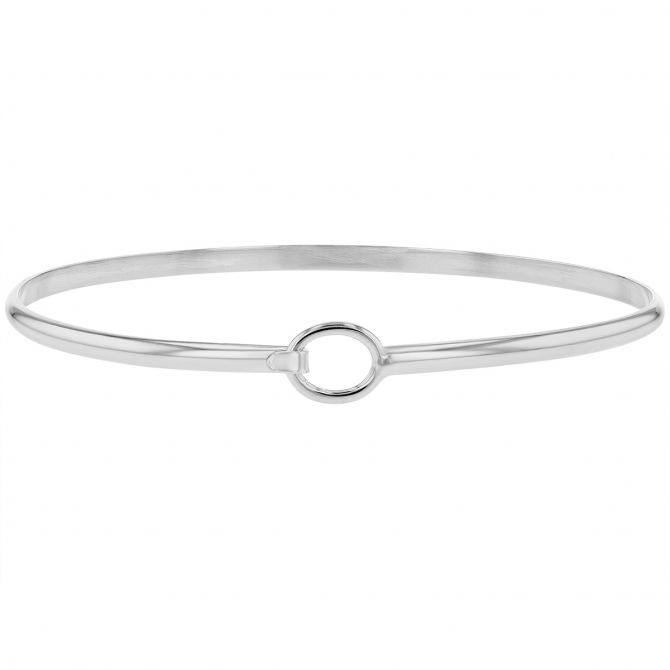 Sterling Silver Oval Clasp Bangle Bracelet