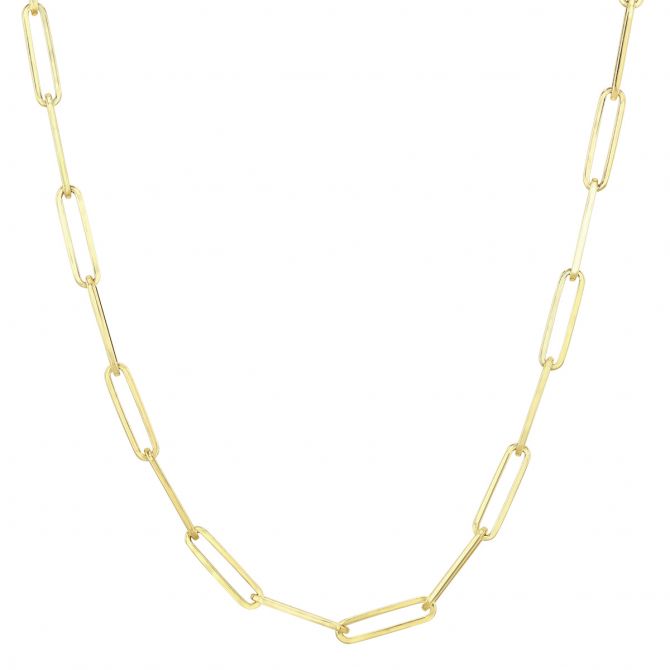 Yellow Gold Medium Paperclip Link Chain, 18"