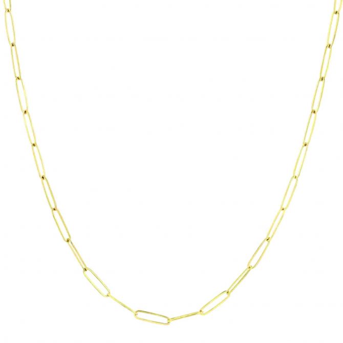 Yellow Gold Paperclip Link Chain Necklace, 30"